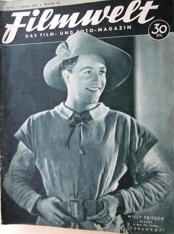 FILMWELT magazine side cover Issue 40 7 October 1934