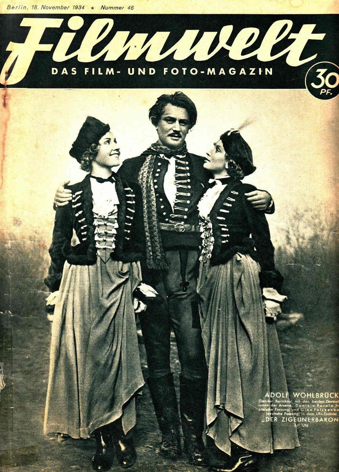 FILMWELT magazine side cover Issue 46 18 November 1934