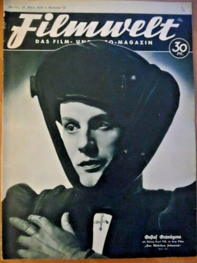FILMWELT magazine side cover Issue 13 31 March 1935