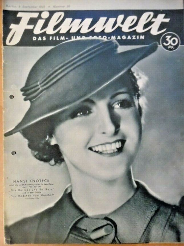 FILMWELT magazine side cover Issue 36 8 September 1935