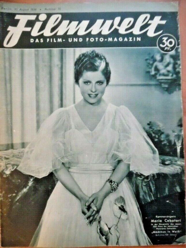 FILMWELT magazine side cover Issue 35 30 August 1936
