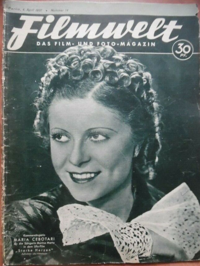 FILMWELT magazine side cover Issue 14 4 April 1937