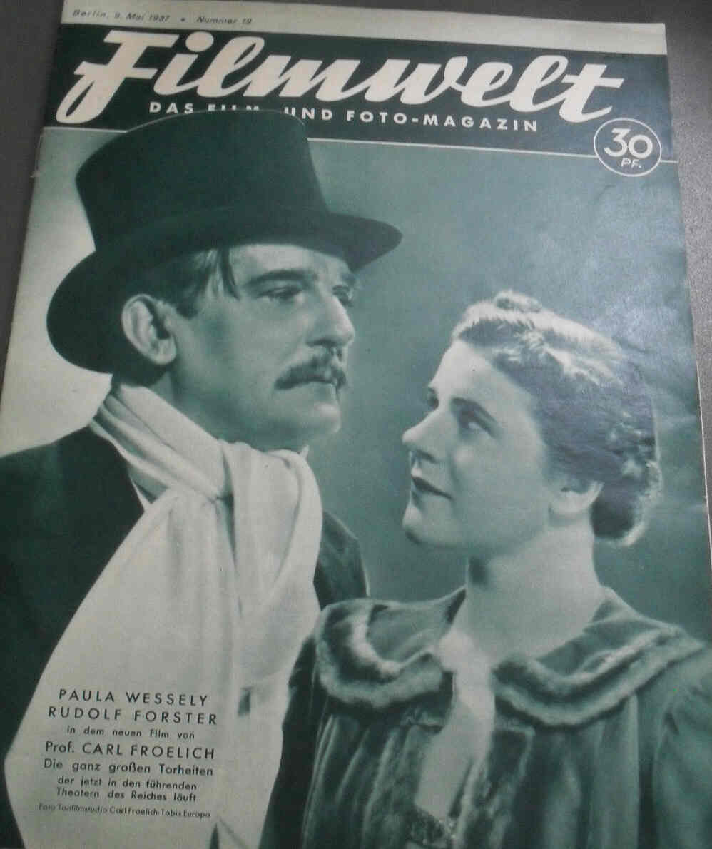 FILMWELT magazine side cover Issue 19 9 May 1937