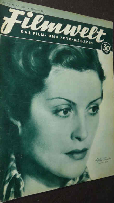 FILMWELT magazine side cover Issue 28 11 July 1937