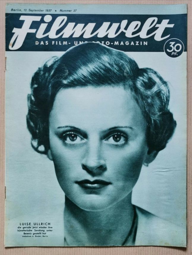 FILMWELT magazine side cover Issue 37 12 September 1937