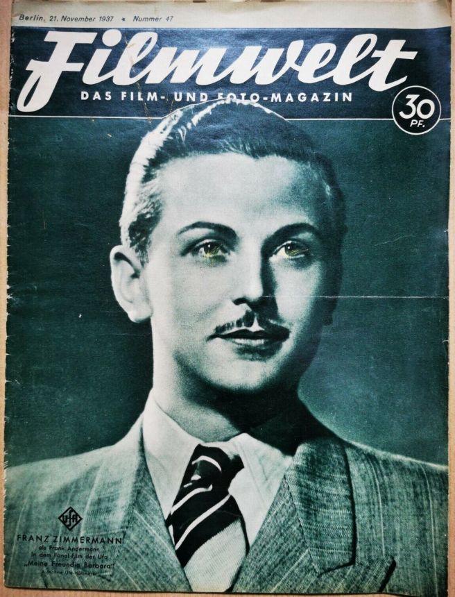 FILMWELT magazine side cover Issue 47 21 November 1937