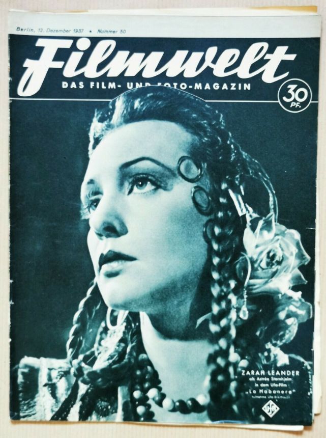 FILMWELT magazine side cover Issue 50 12 December 1937