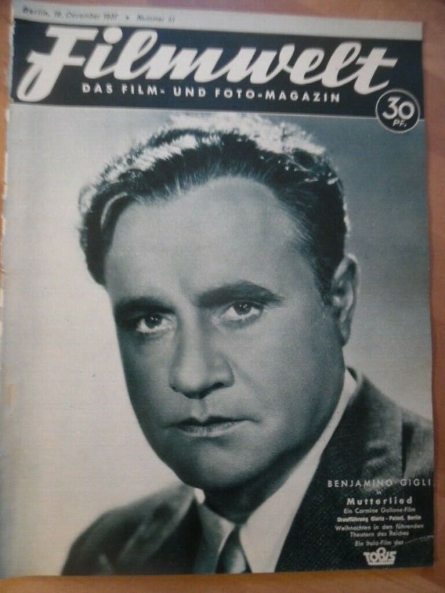 FILMWELT magazine side cover Issue 51 19 December 1937