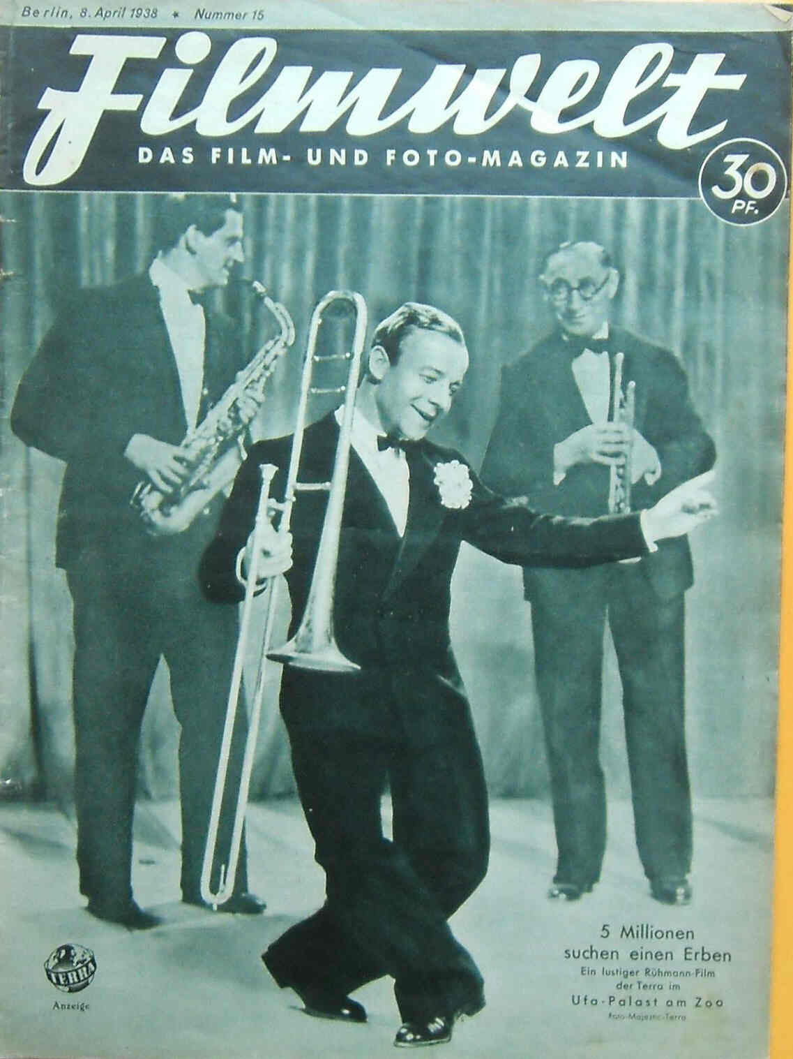 FILMWELT magazine side cover Issue 15 8 April 1938