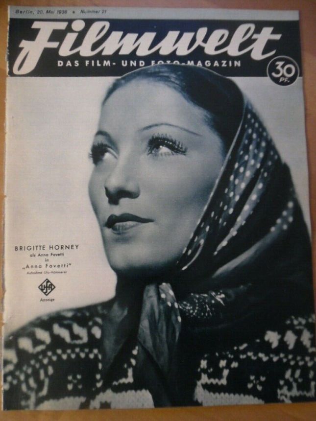 FILMWELT magazine side cover Issue 21 20 May 1938