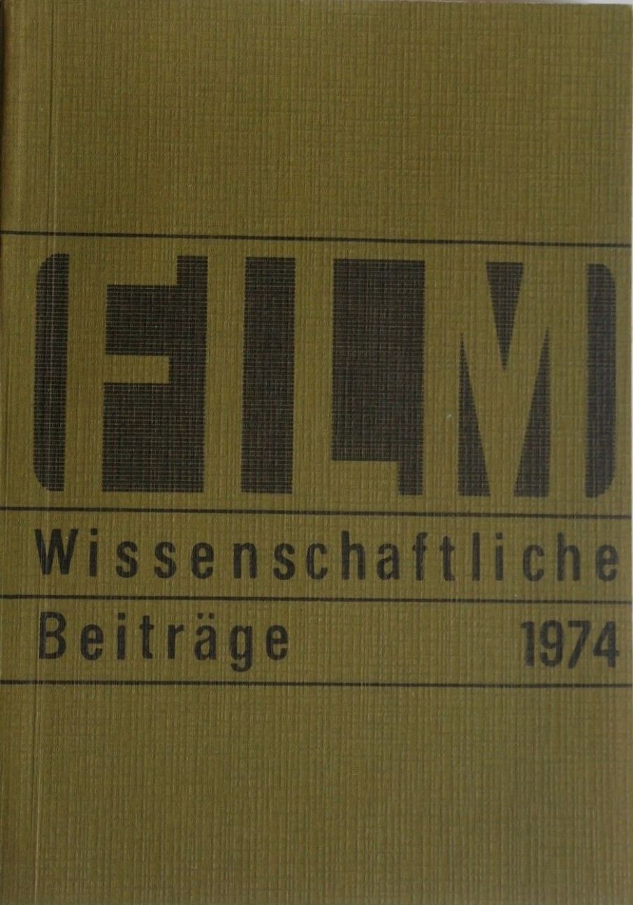 FILMWISSENSCHAFTLICHE BEITRAGE magazine side cover   1974
