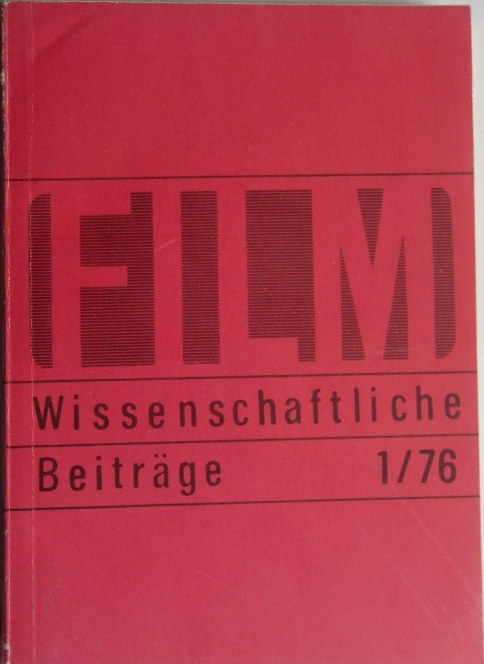 FILMWISSENSCHAFTLICHE BEITRAGE magazine side cover Issue 1   1976