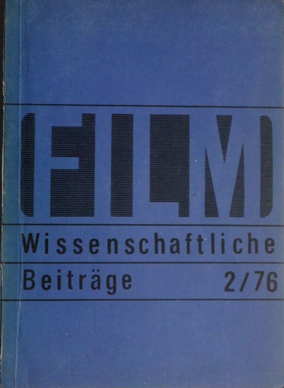 FILMWISSENSCHAFTLICHE BEITRAGE magazine side cover Issue 2   1976