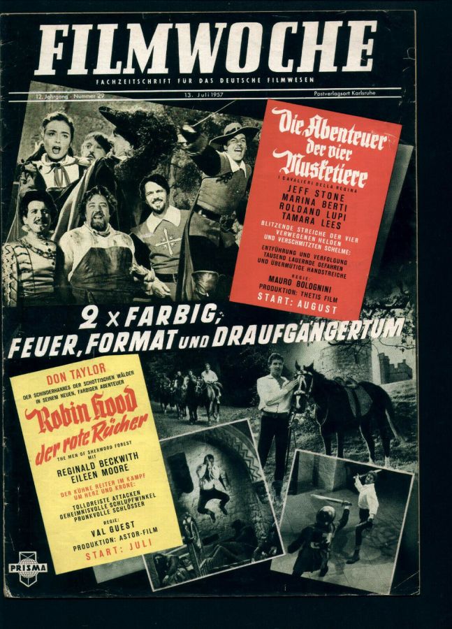 FILMWOCHE magazine side cover Issue 29 13 July 1957