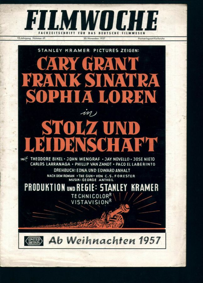 FILMWOCHE magazine side cover Issue 49 30 November 1957