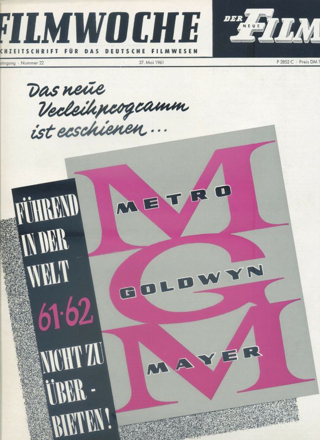 FILMWOCHE magazine side cover Issue 22 27 May 1961