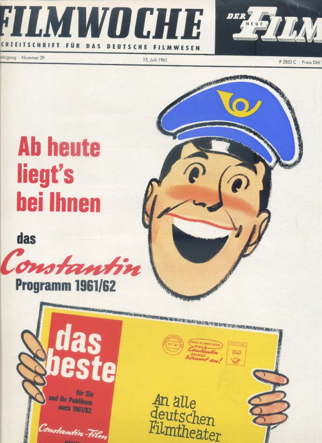 FILMWOCHE magazine side cover Issue 29 15 July 1961