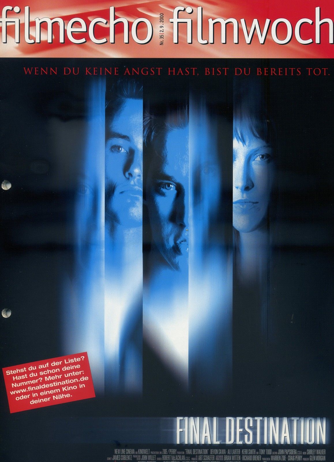 FILM-ECHO FILMWOCHE magazine side cover Issue 35 2 September 2000