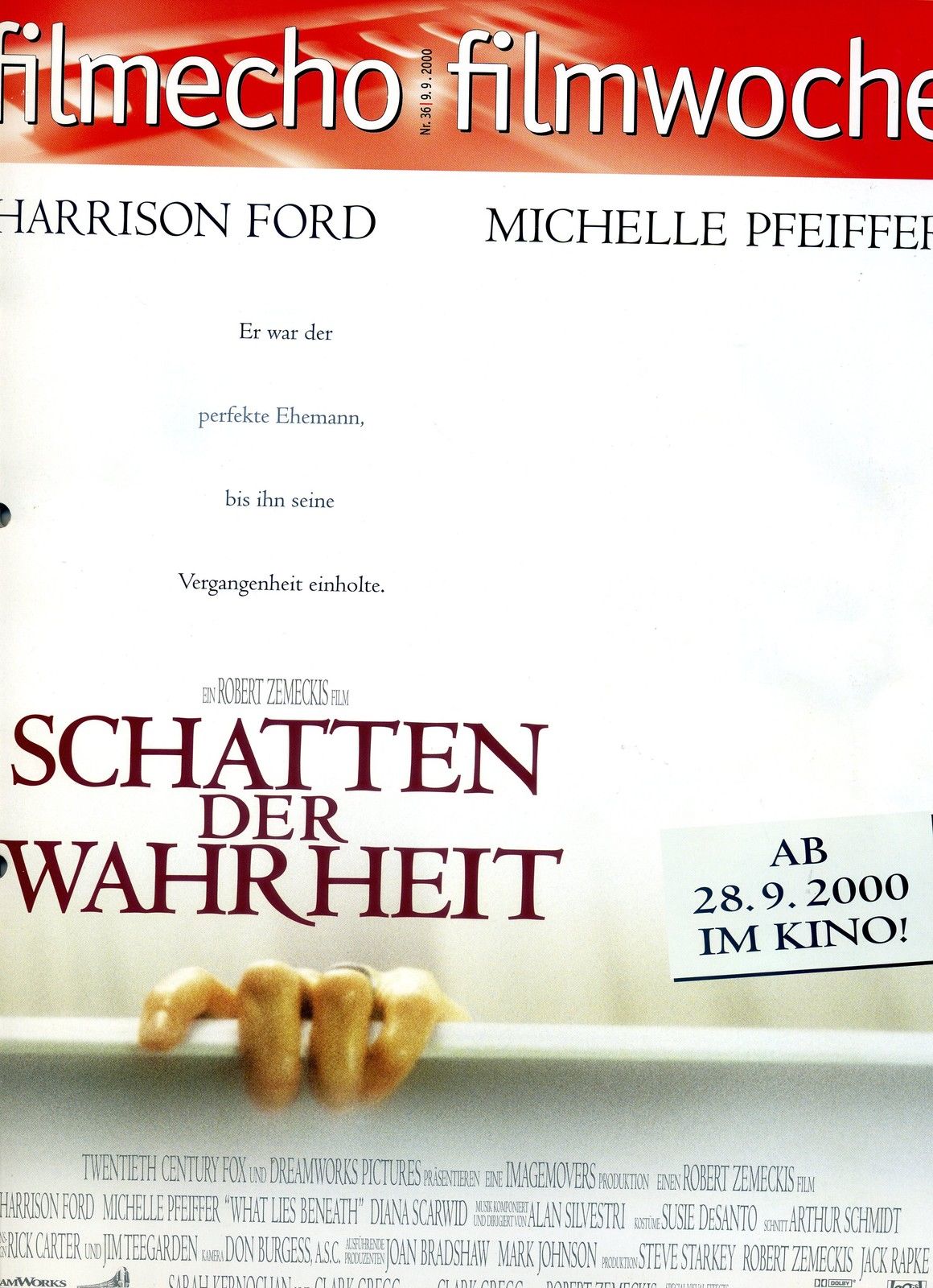 FILM-ECHO FILMWOCHE magazine side cover Issue 36 9 September 2000