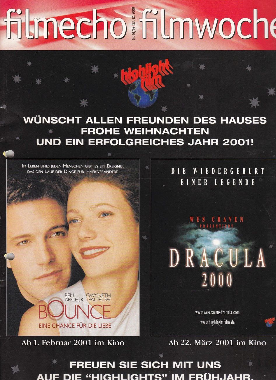 FILM-ECHO FILMWOCHE magazine side cover Issue 51-52 23 December 2000