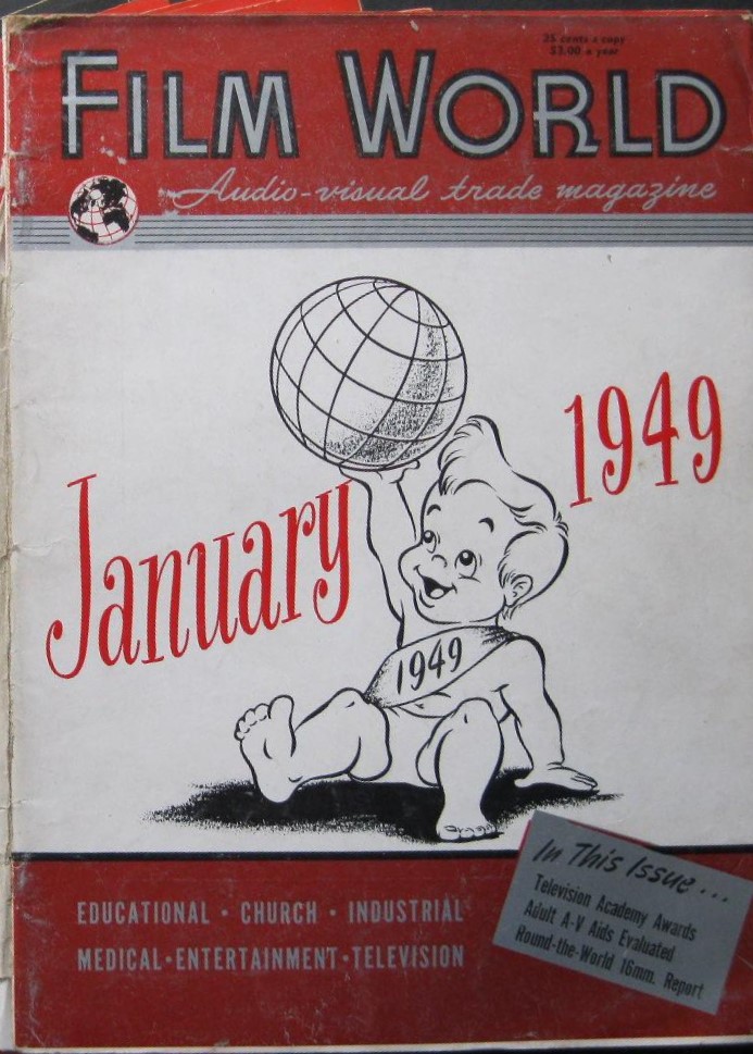 FILM WORLD AND AV WORLD NEWS magazine side cover  January 1949