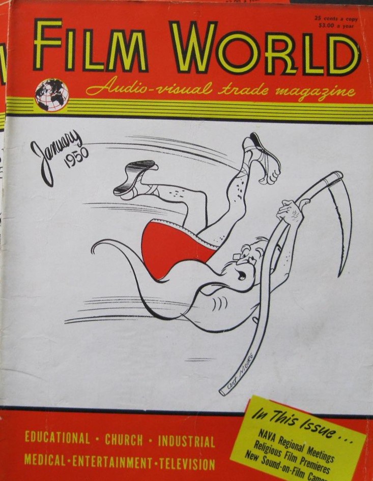 FILM WORLD AND AV WORLD NEWS magazine side cover  January 1950