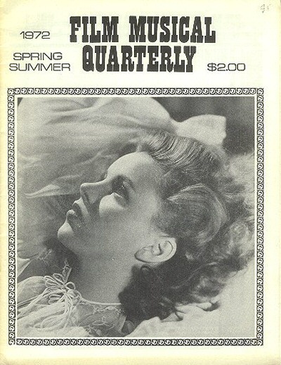 FILM MUSIC QUARTERLY magazine side cover Issue 2  Vol 1 # 2 Spring/Summer 1972