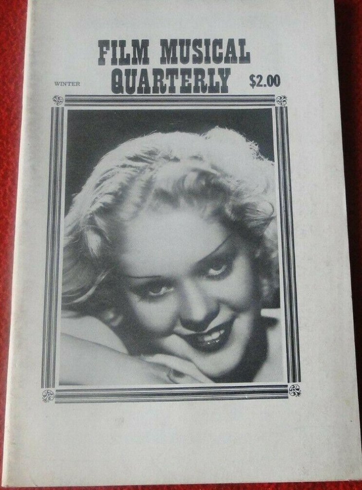 FILM MUSIC QUARTERLY magazine side cover Winter 1972