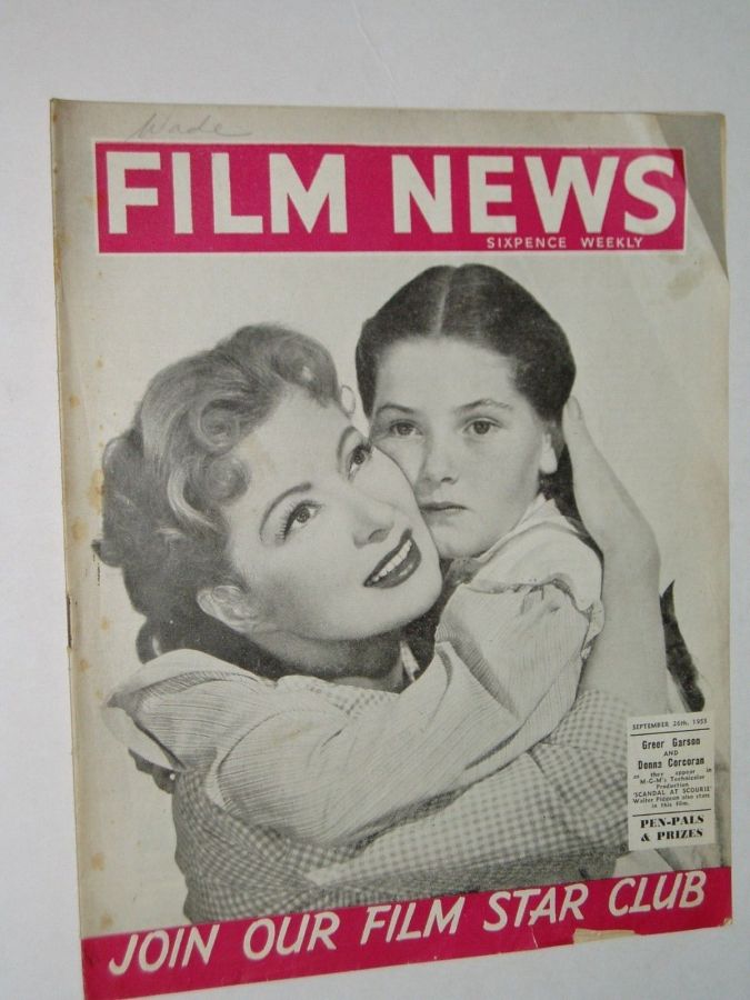 WEEKLY FILM NEWS/FILM NEWS magazine side cover 26 September 1953