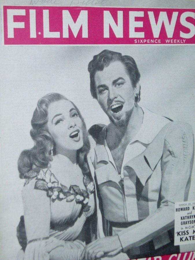 WEEKLY FILM NEWS/FILM NEWS magazine side cover 20 March 1954