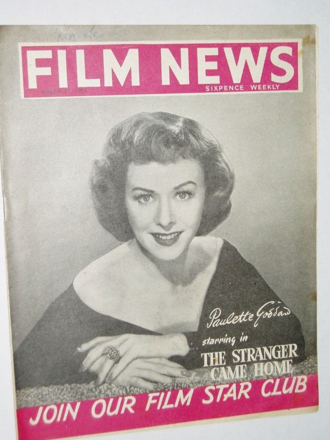 WEEKLY FILM NEWS/FILM NEWS magazine side cover 27 March 1954