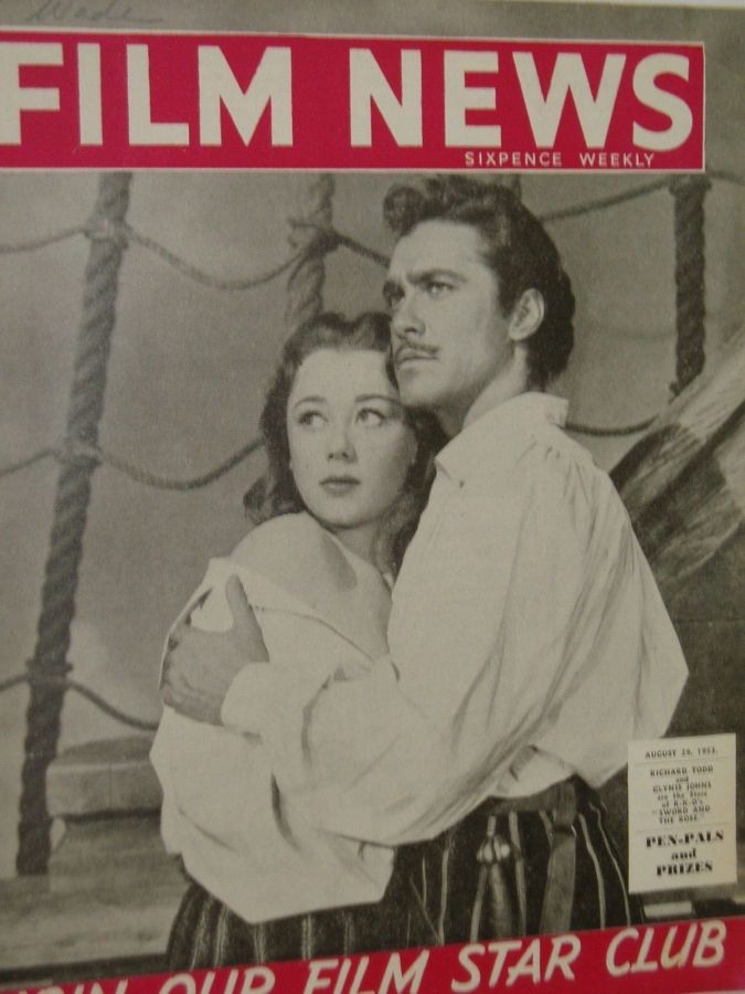 WEEKLY FILM NEWS/FILM NEWS magazine side cover 29 August 1953