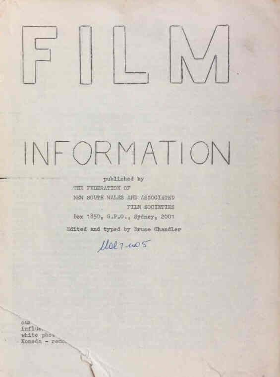 FILM INFORMATION magazine side cover  Vol 7 No  5   1968