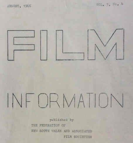 FILM INFORMATION magazine side cover  Vol 5 No  4  August 1966