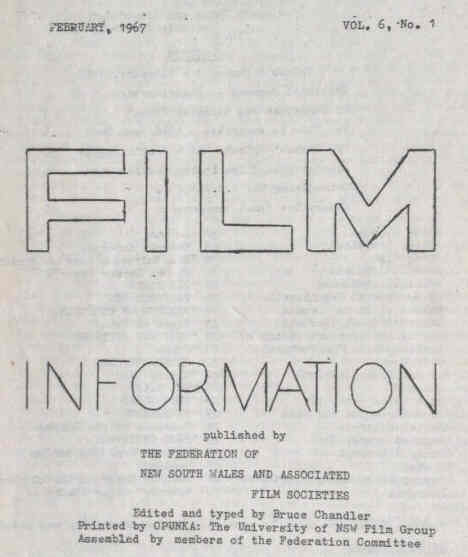 FILM INFORMATION magazine side cover  Vol 6 No  1  February 1967