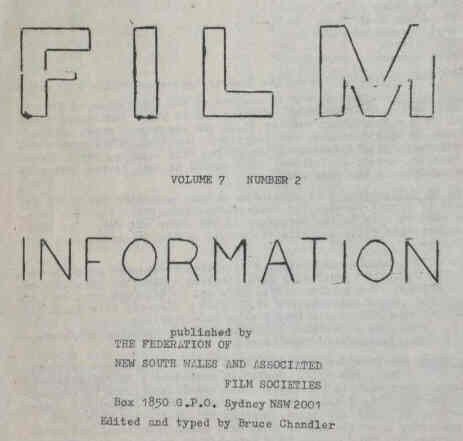 FILM INFORMATION magazine side cover  Vol 7 No  2  April 1968
