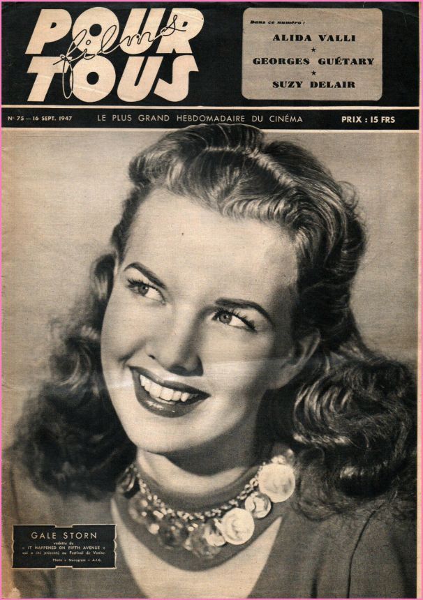 FILMS POUR TOUS magazine side cover Issue 75 16 September 1947