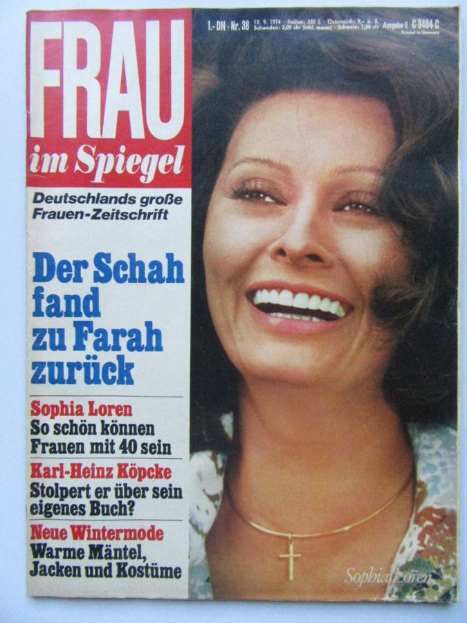 FRAU IM SPIEGEL magazine side cover Issue 38 12 September 1974