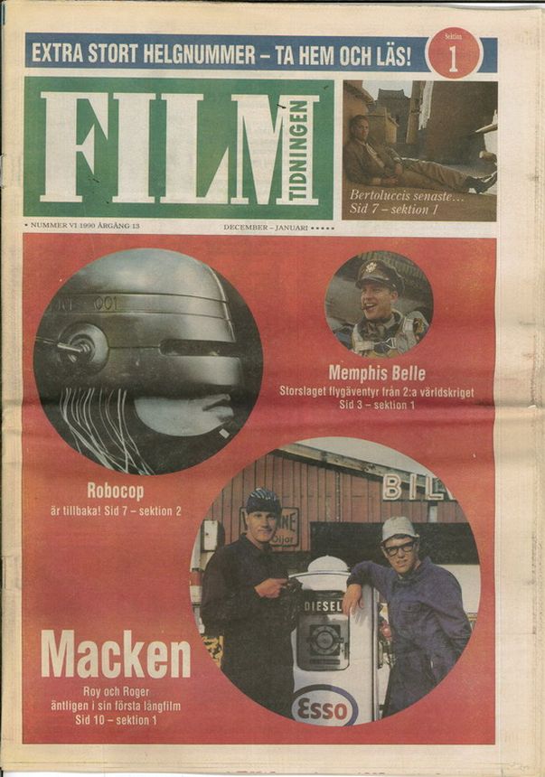 FILM TIDNINGEN magazine side cover Issue 6   1990