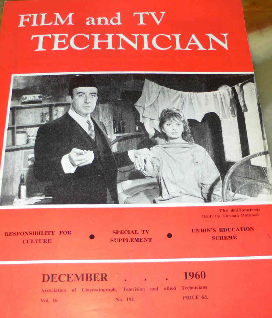 CINE TECHNICIAN magazine side cover Issue 191 December 1960