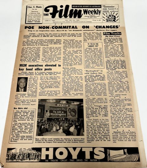 FILM WEEKLY (AUSTRALIA) magazine side cover Issue 1901 6 June 1963