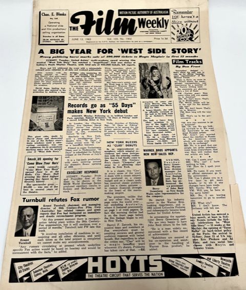 FILM WEEKLY (AUSTRALIA) magazine side cover Issue 1902 13 June 1963