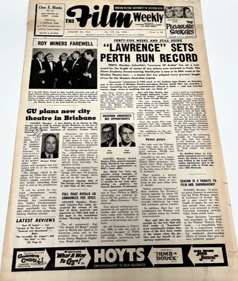 FILM WEEKLY (AUSTRALIA) magazine side cover Issue 1985 28 January 1965