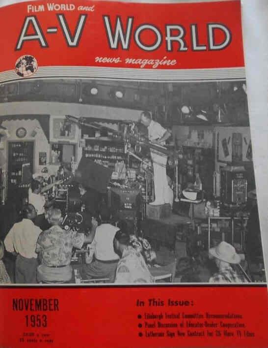 FILM WORLD AND AV WORLD NEWS magazine side cover November 1953