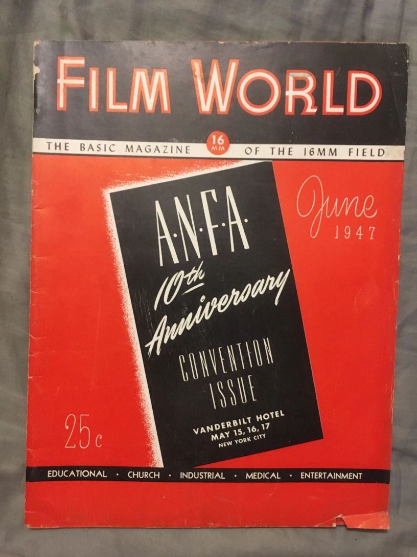 FILM WORLD AND AV WORLD NEWS magazine side cover  June 1947