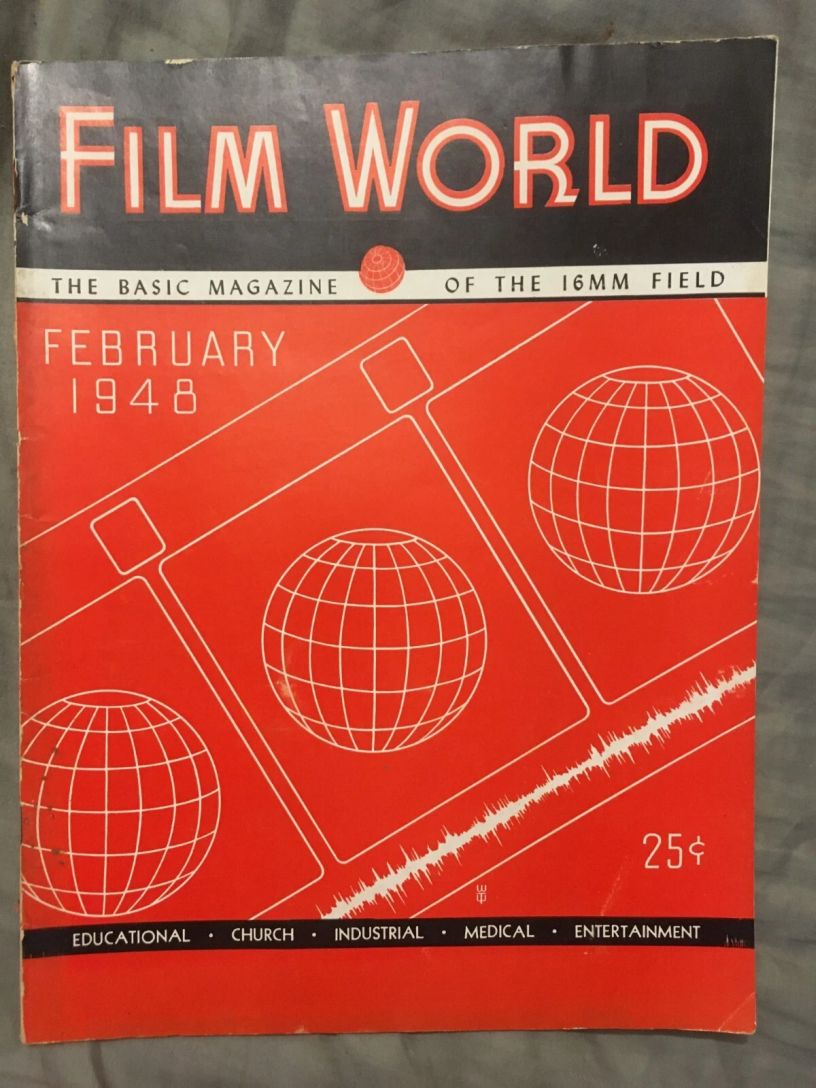 FILM WORLD AND AV WORLD NEWS magazine side cover  February 1948