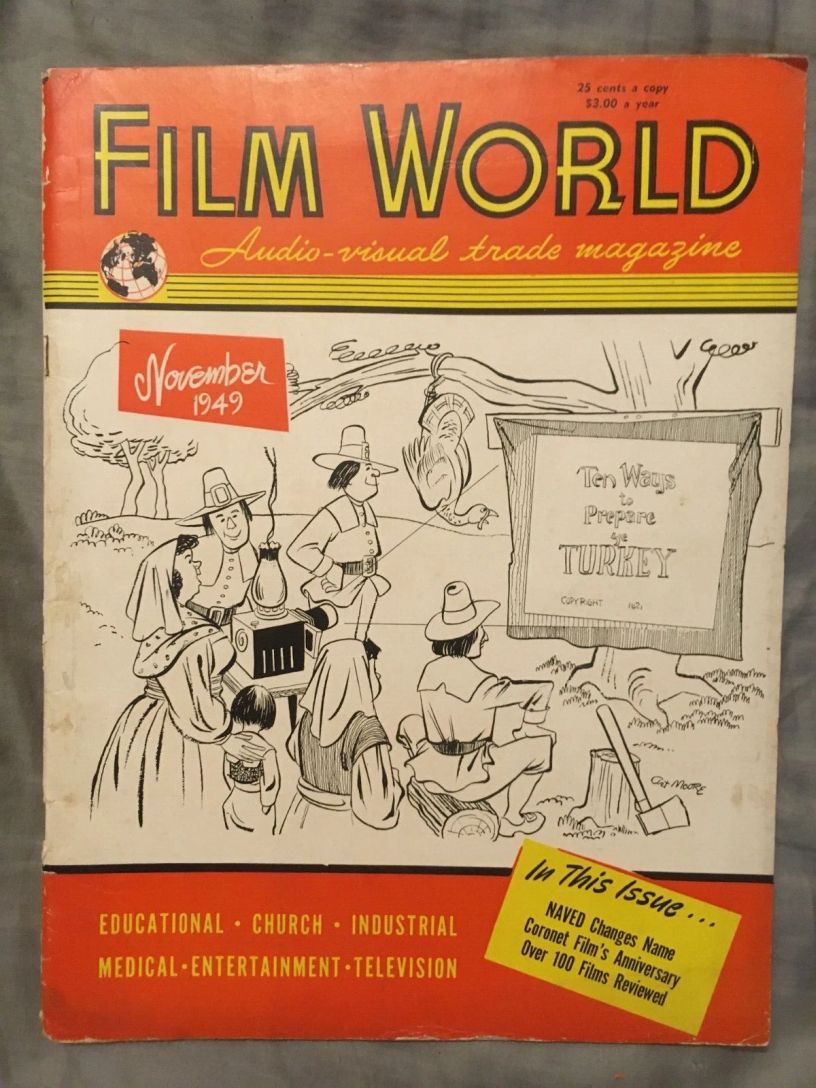 FILM WORLD AND AV WORLD NEWS magazine side cover  November 1949