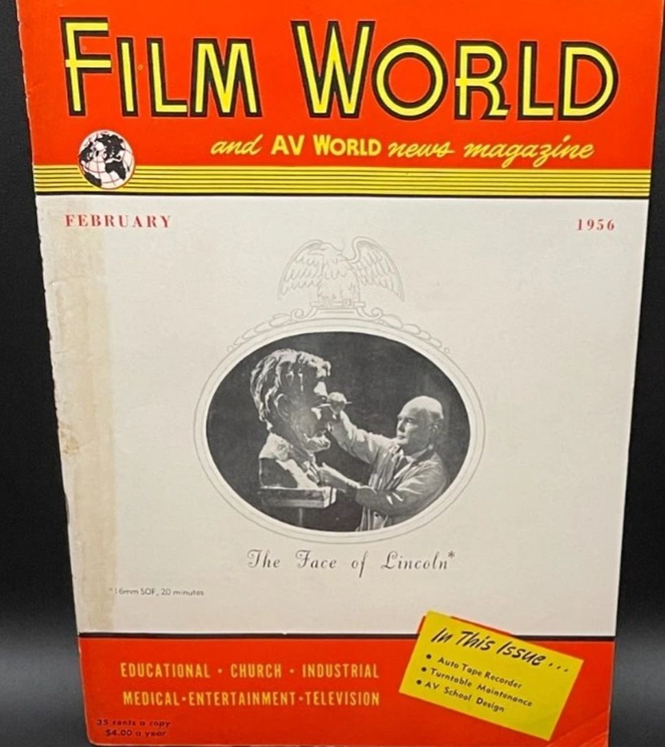 FILM WORLD AND AV WORLD NEWS magazine side cover  February 1956