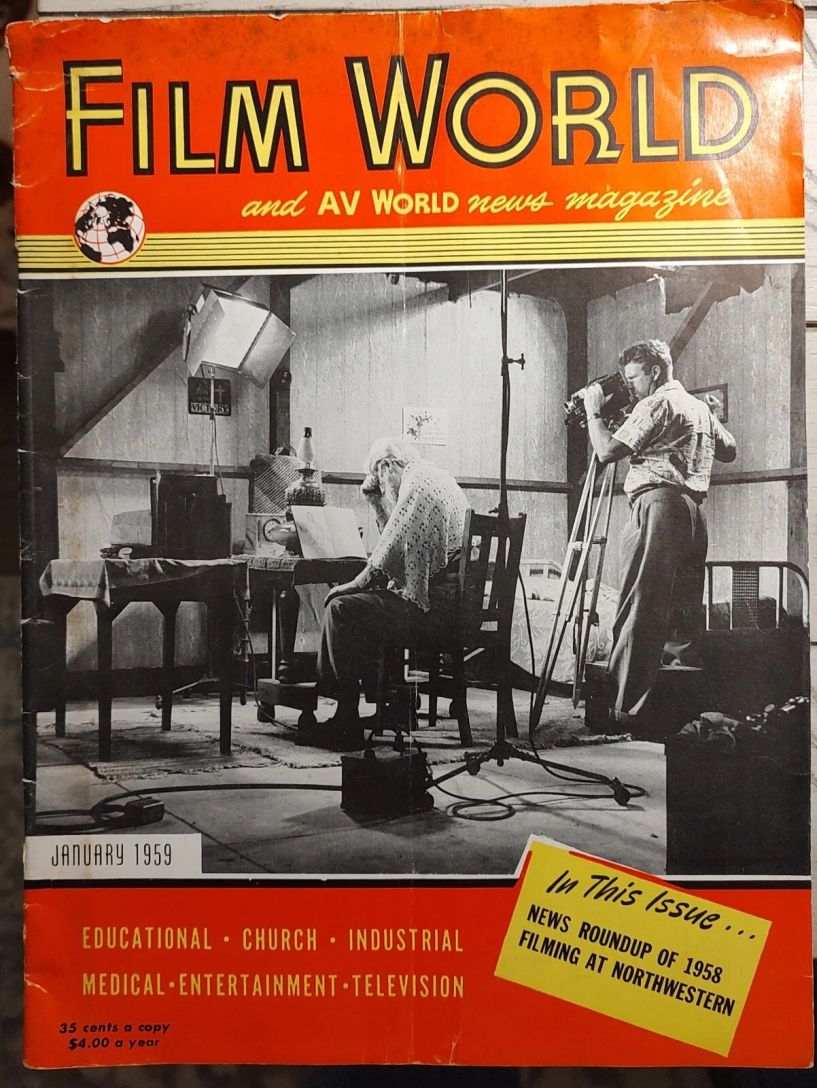 FILM WORLD AND AV WORLD NEWS magazine side cover  January 1959