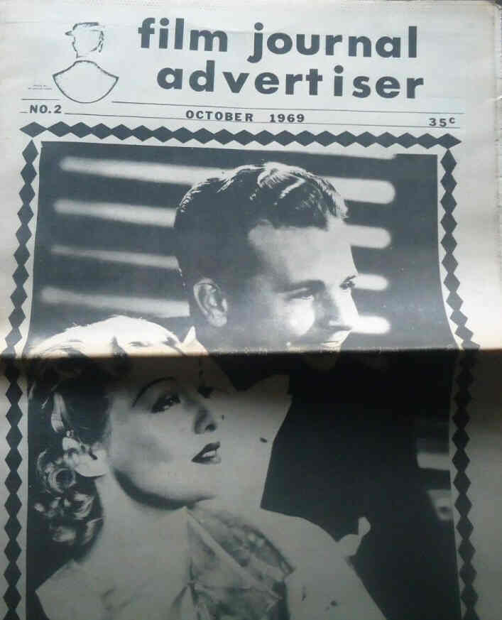 FILM JOURNAL ADVERTISER magazine side cover Issue 2  October 1969